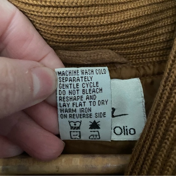 Suede with Ribbed Knit Chestnut Brown Button-Front Jacket - Picture 6 of 6